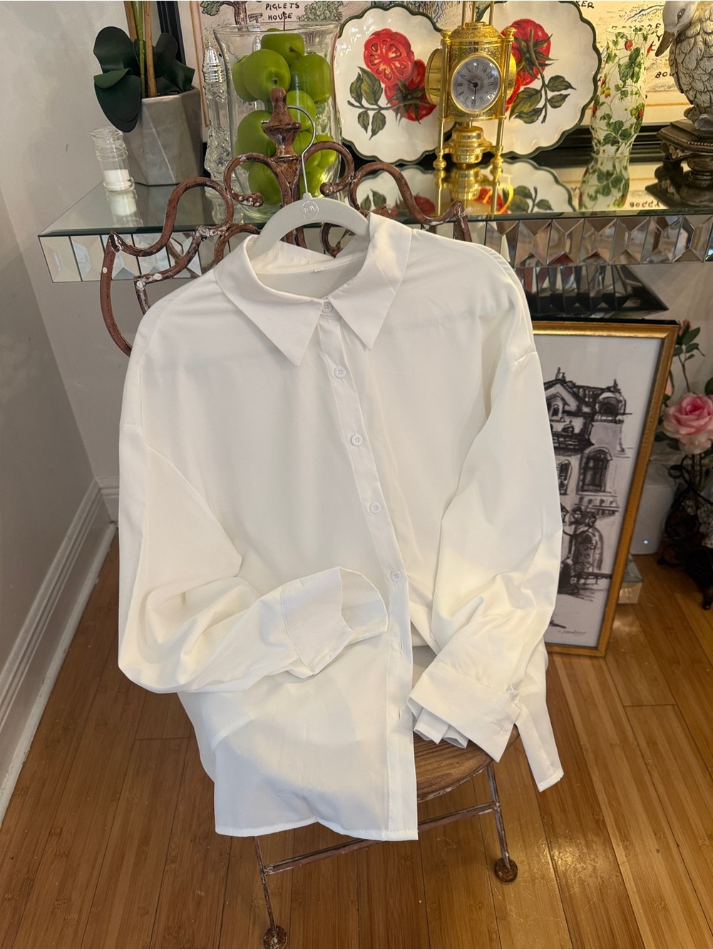 White Classic Button Down Blouse
